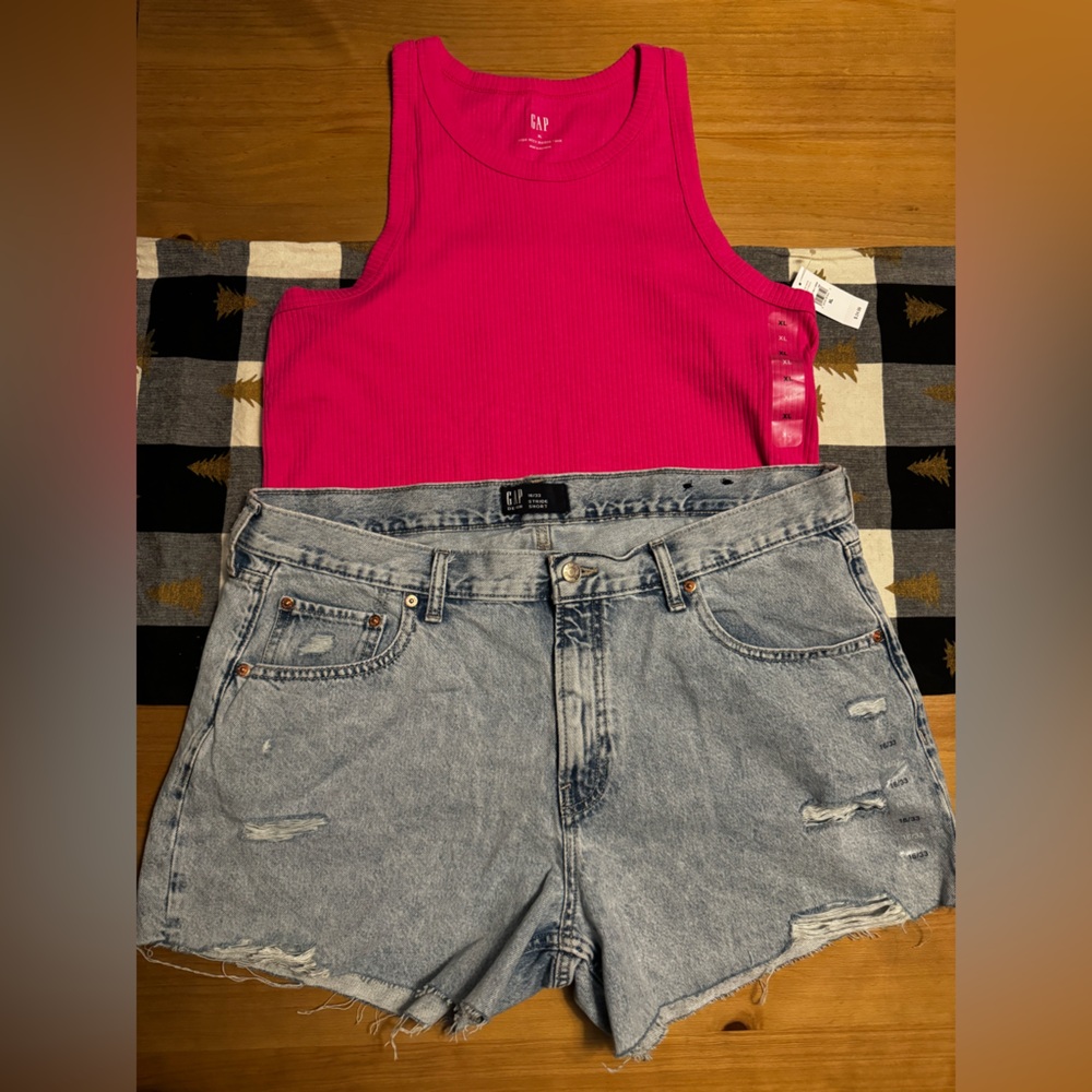 NWOT Gap Denim Shorts Size 16 + NWT Tank XL!